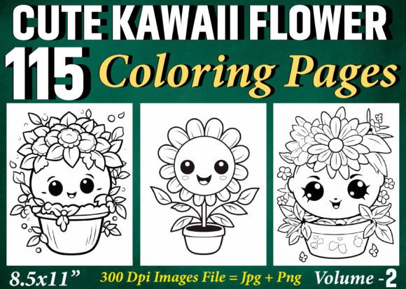 115 Cute Kawaii Flower Coloring Pages for a Standout KDP Interior