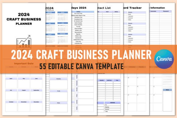 Editable 2024 Craft Business Planner for KDP & Canva