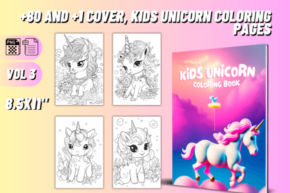 Magical Unicorn Coloring Pages for Kids – Vol 3